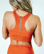 Load image into Gallery viewer, Nani Swimwear Women&#39;s High-Neck Laser Cut Crop Swim Top, Tangerine, S
