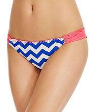 Load image into Gallery viewer, Hula Honey Juniors&#39; Chevron-Print Hipster Bikini Bottom, Blue, XL
