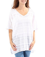 Load image into Gallery viewer, Alfani Women&#39;s Sheer Solid V-Neck Seamed Blouse, White, XS
