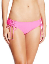Load image into Gallery viewer, Hobie Juniors&#39; Palm Beach Lace Up Hipster Bikini Bottom,Popping Pink,S

