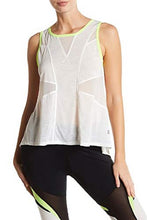 Load image into Gallery viewer, Zobha Women&#39;s Activewear Everest Singlet Hi-lo Tank Top, White/ Yellow, XS
