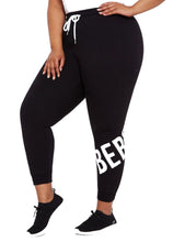 Load image into Gallery viewer, BeBe Sport Plus Women&#39;s Logo Band Jogger, Black, 1X
