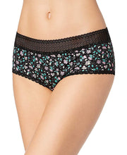 Load image into Gallery viewer, Jenni by Jennifer Moore Women&#39;s Lace-Waist Hipster, Black Multi Floral, L
