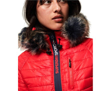 Load image into Gallery viewer, Superdry Women&#39;s Sport Power Ombre Padded Hoodie Jacket, Ink/Red, XS

