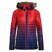 Load image into Gallery viewer, Superdry Women&#39;s Sport Power Ombre Padded Hoodie Jacket, Ink/Red, XS

