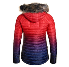Load image into Gallery viewer, Superdry Women&#39;s Sport Power Ombre Padded Hoodie Jacket, Ink/Red, XS
