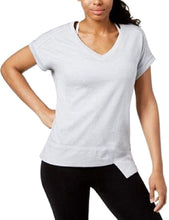 Load image into Gallery viewer, Calvin Klein Performance Women&#39;s V-Neck Asymmetrical-Hem Top, Stone, XXL
