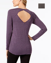 Load image into Gallery viewer, Ideology Women&#39;s Plus Long-Sleeve Knit T-Shirt, Grey Stripe, XXL
