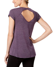 Load image into Gallery viewer, Ideology Plus Women&#39;s Long sleeve Knit T-Shirt, Eggplant Stripe, XXL
