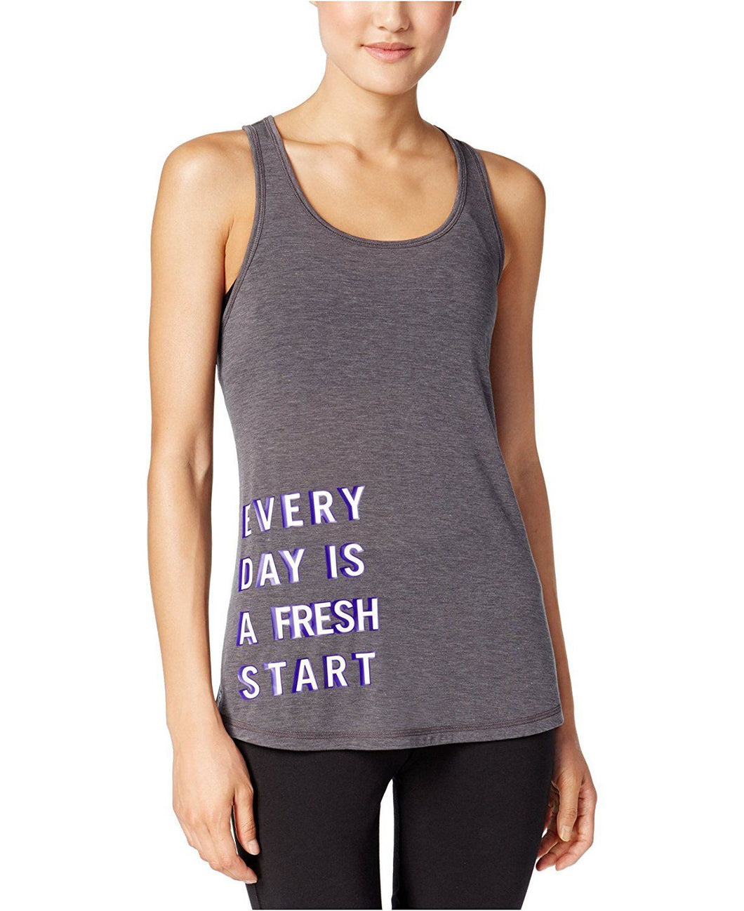 Ideology Women's Graphic Racerback Tank Top, Gray, L