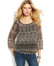 Load image into Gallery viewer, INC International Concepts Women's Animal-Print Peasant Blouse, XS
