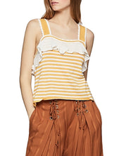 Load image into Gallery viewer, BCBGeneration Women&#39;s Pointelle Striped Tank Top, Goldenrod, L
