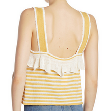 Load image into Gallery viewer, BCBGeneration Women&#39;s Pointelle Striped Tank Top, Goldenrod, L
