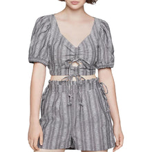 Load image into Gallery viewer, BCBGeneration Women&#39;s Striped V-Neck Crop Top Set, Grey, M
