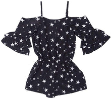 Load image into Gallery viewer, Miken Juniors&#39; Star-Print Cold-Shoulder Romper Cover-Up, XL, Black
