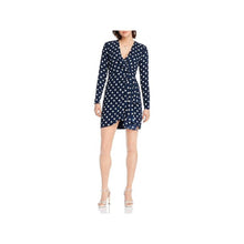 Load image into Gallery viewer, LINI Women&#39;s Katie Polka Dot Pleated Wrap Dress, Navy, M
