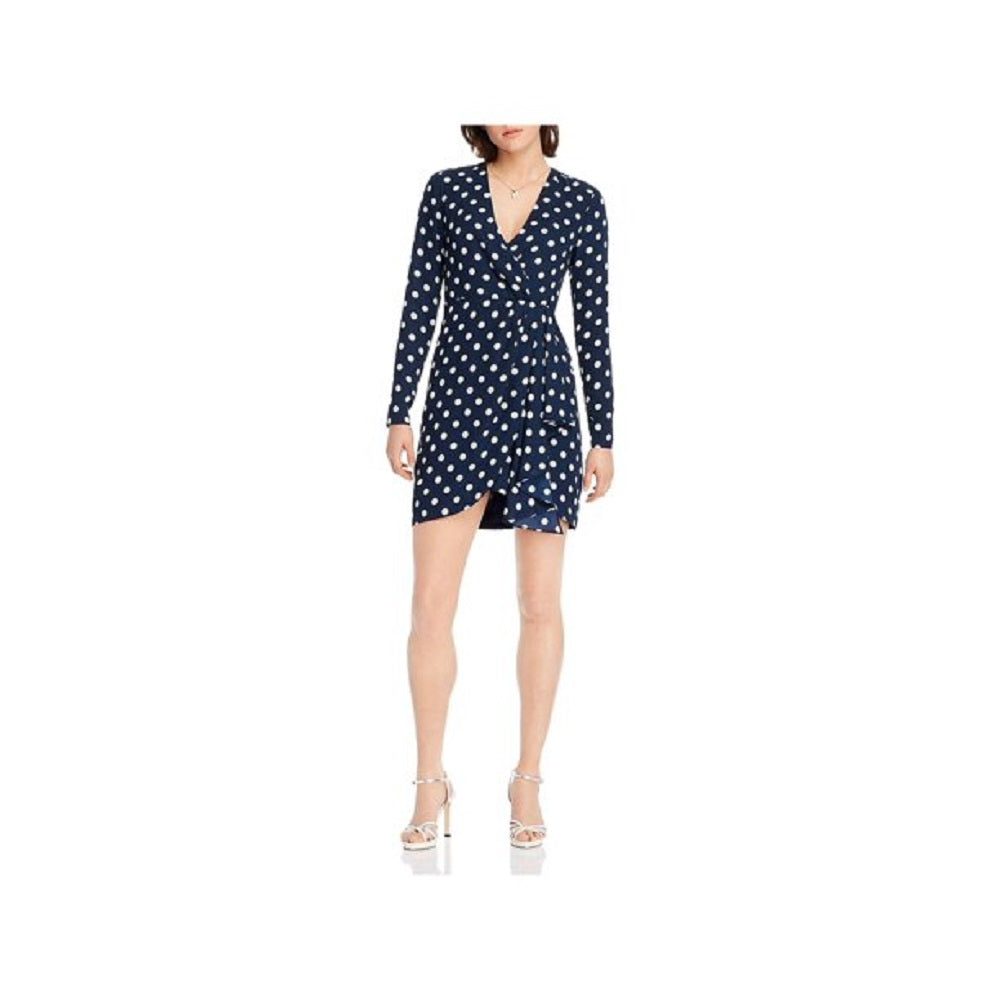 LINI Women's Katie Polka Dot Pleated Wrap Dress, Navy, M