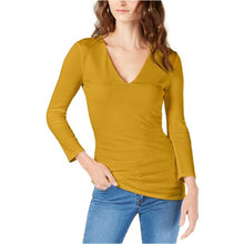 Load image into Gallery viewer, I-N-C Women's V-Neck Basic T-Shirt, Yellow, M
