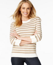 Load image into Gallery viewer, Karen Scott Women's Cuffed-sleeve Striped Sweater, White, S
