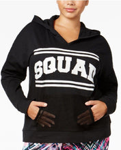 Load image into Gallery viewer, Material Girl Plus Women&#39;s Squad Graphic Athletic Hoodie, Black, 1X
