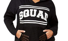 Load image into Gallery viewer, Material Girl Plus Women&#39;s Squad Graphic Athletic Hoodie, Black, 1X
