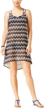 Load image into Gallery viewer, Miken Juniors&#39; Chevron Strappy Dress Swim Cover-up,Black/White,Medium
