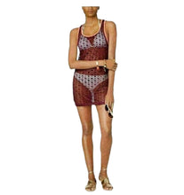 Load image into Gallery viewer, Miken Women&#39;s Junior&#39;s Crochet Racerback Cover-Up Swimsuit, Wine,S
