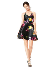 Load image into Gallery viewer, BCX Juniors&#39; Spaghetti Strap Asymmetrical Fit &amp; Flare Dress, Black, 5/S
