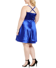 Load image into Gallery viewer, Teeze Me Plus Juniors&#39;  Satin Fit &amp; Flare Party Dress, Royal Blue, 14

