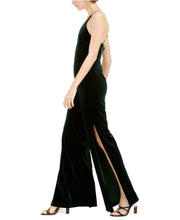 Load image into Gallery viewer, Teeze Me Juniors' Velvet Spaghetti Strap V-Neck Jumpsuit, Emerald, 7/M
