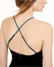 Load image into Gallery viewer, Teeze Me Juniors' Velvet Spaghetti Strap V-Neck Jumpsuit, Emerald, 7/M
