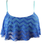 Load image into Gallery viewer, Hula Honey Women&#39;s Flounce Bikini Swim Top Separates, Blue, S
