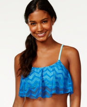 Load image into Gallery viewer, Hula Honey Women&#39;s Flounce Bikini Swim Top Separates, Blue, S
