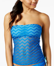 Load image into Gallery viewer, Hula Honey Juniors' Crochet Cutout Bandeau Tankini Top, Royal Blue, XS
