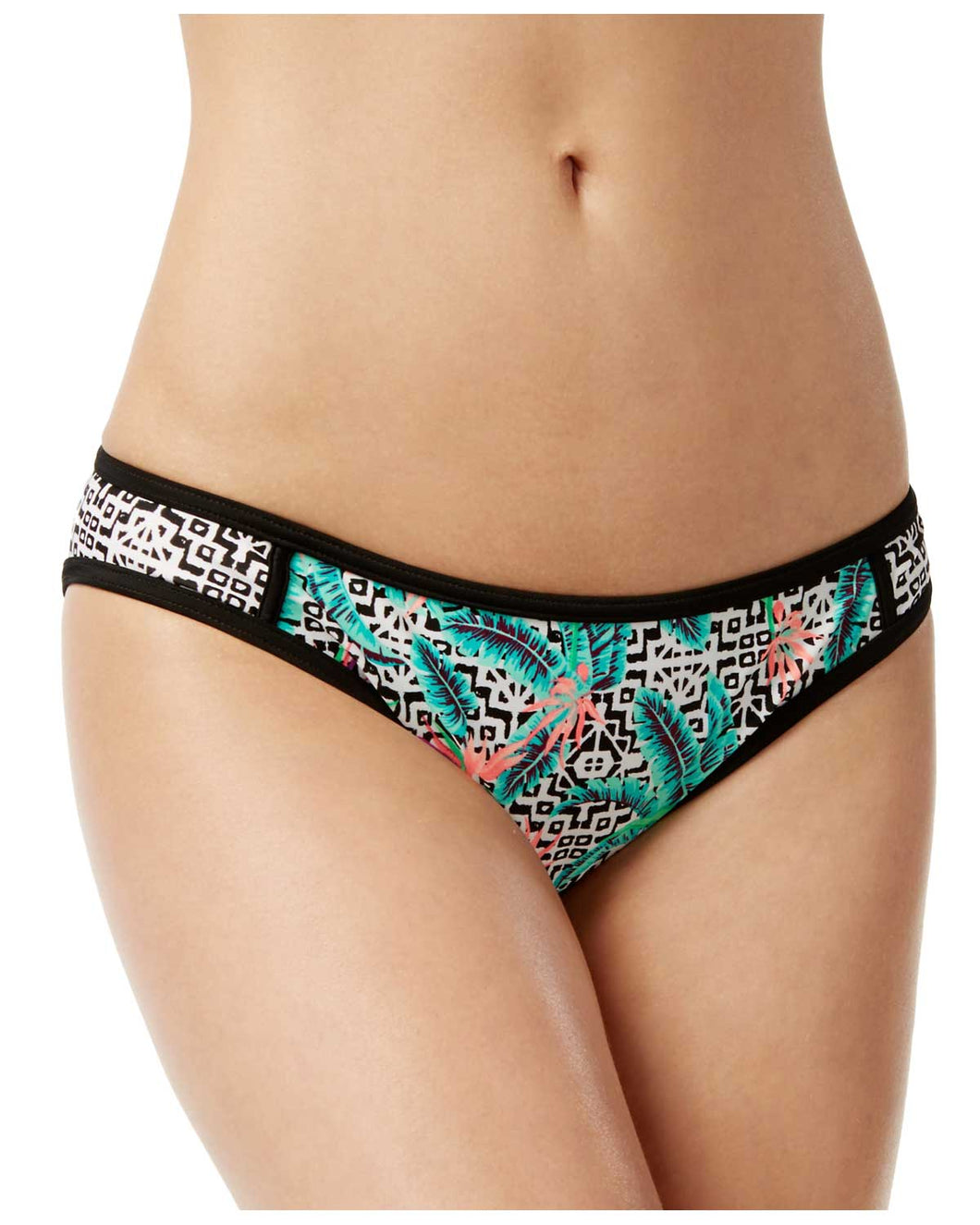 Hula Honey Junior's Tropical Pulse Printed Bikini Bottom, Green, L
