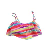 Load image into Gallery viewer, Hula Honey Women&#39;s Striped Flounce Bikini Top, Multi, S
