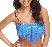 Load image into Gallery viewer, Hula Honey Juniors&#39; Crochet Flounce Bikini Top, Cobalt Blue, XS
