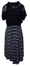 Load image into Gallery viewer, Signature by Robbie Bee Women&#39;s Belted Striped Asymmetrical Hem 2PC Dress, Black, PS
