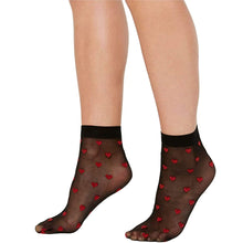 Load image into Gallery viewer, I.N.C. Women&#39;s Sheer Heart Anklet Socks, Black, One Size
