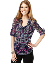 Load image into Gallery viewer, Inc International Concepts Women's Printed Utility Shirt, Love Paisley, XS
