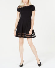 Load image into Gallery viewer, Bar III Women&#39;s Cap Sleeves  Mesh Fit &amp; Flare Dress, Black, Medium
