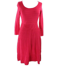 Load image into Gallery viewer, INC Women&#39;s A-Line Striped Ottoman Scoop-Neck Sweater Dress, Red, S
