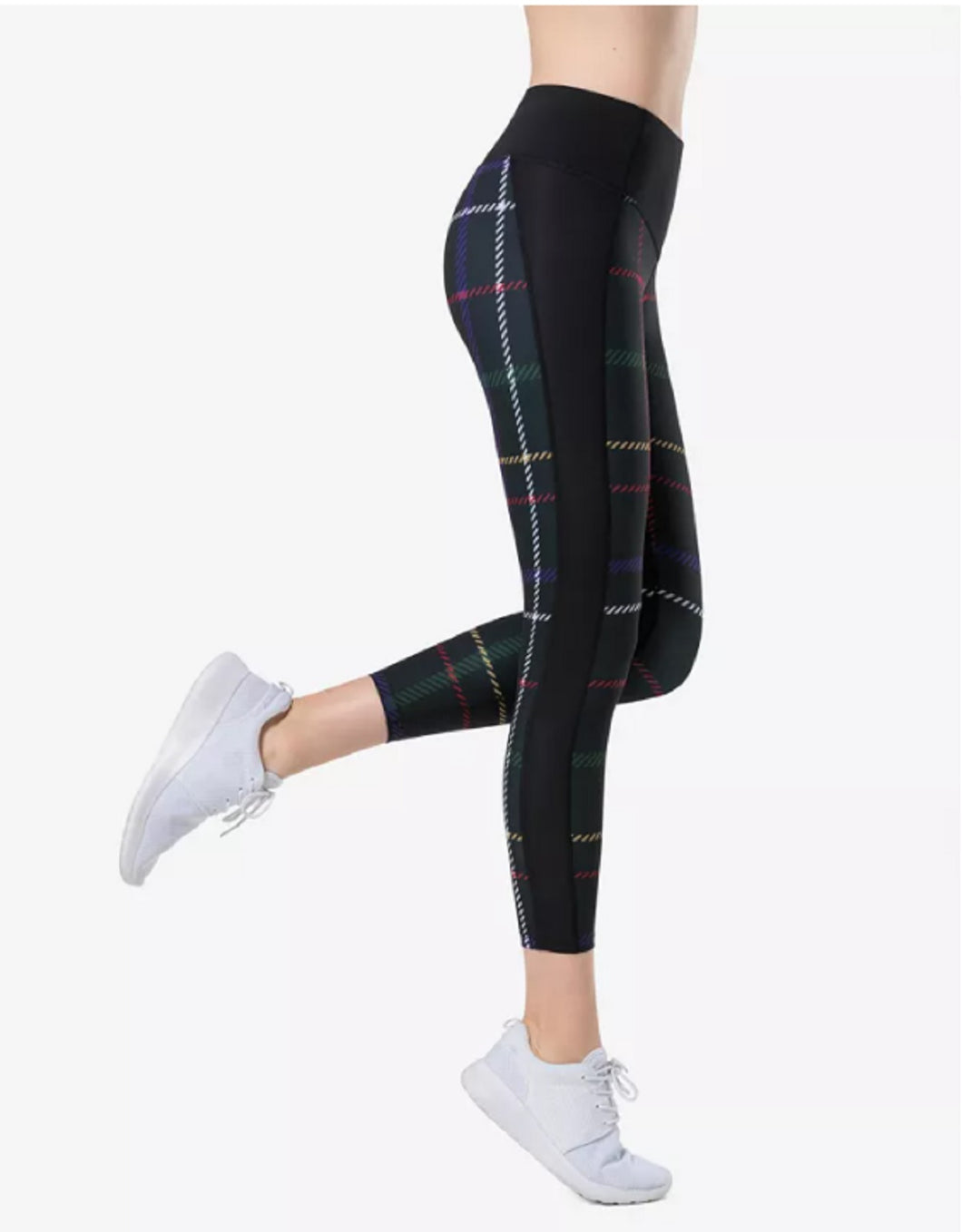 Yvette Women's High Waist Capris Active Leggings, Stripe Black, M