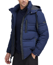 Load image into Gallery viewer, Marc New York Men's Huxley Mid Length Hooded Down Jacket, Ink Blue, M

