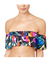 Load image into Gallery viewer, Bar III Women&#39;s Painted Posies Printed Off-The-Shoulder Bikini Top (Multi, Small)
