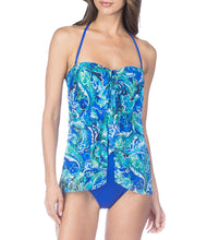 Load image into Gallery viewer, Lauren Ralph Lauren Womens Paisley Flyaway One-Piece Swimsuit, Blue, 4
