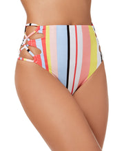 Load image into Gallery viewer, Bar III Women&#39;s Stripe Lace-Up Strappy High-Waist Bikini Bottoms, XS
