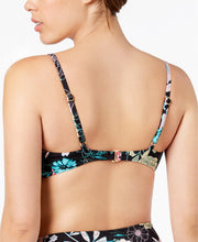 Load image into Gallery viewer, Bar III Floral-Print Tie Front Bralette Bikini Top (Black Floral, S)
