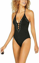 Load image into Gallery viewer, Bar III Women&#39;s Embellished Plunging One Piece Swimsuit, Black, M
