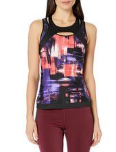 Load image into Gallery viewer, Calvin Klein Women's Printed Sporty Overlay Tankini Top, Purple, M

